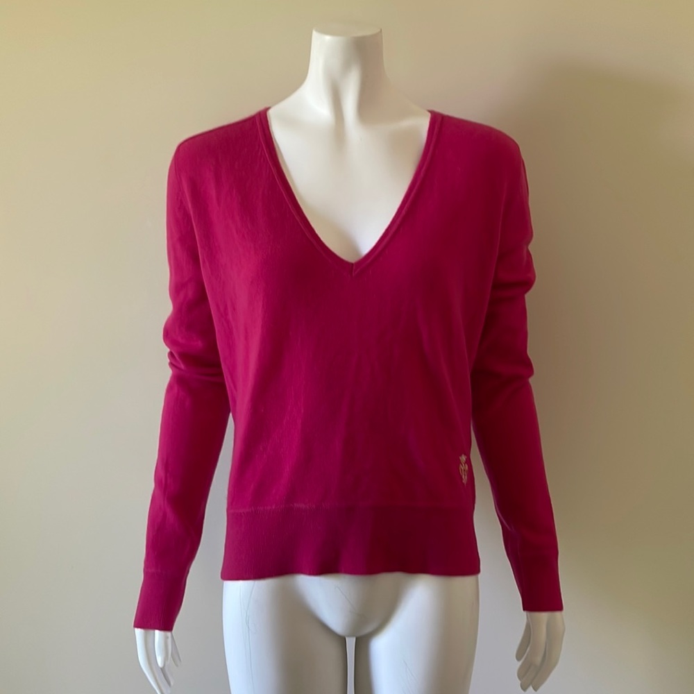 Emilio Pucci pink v neck cashmere sweater size L